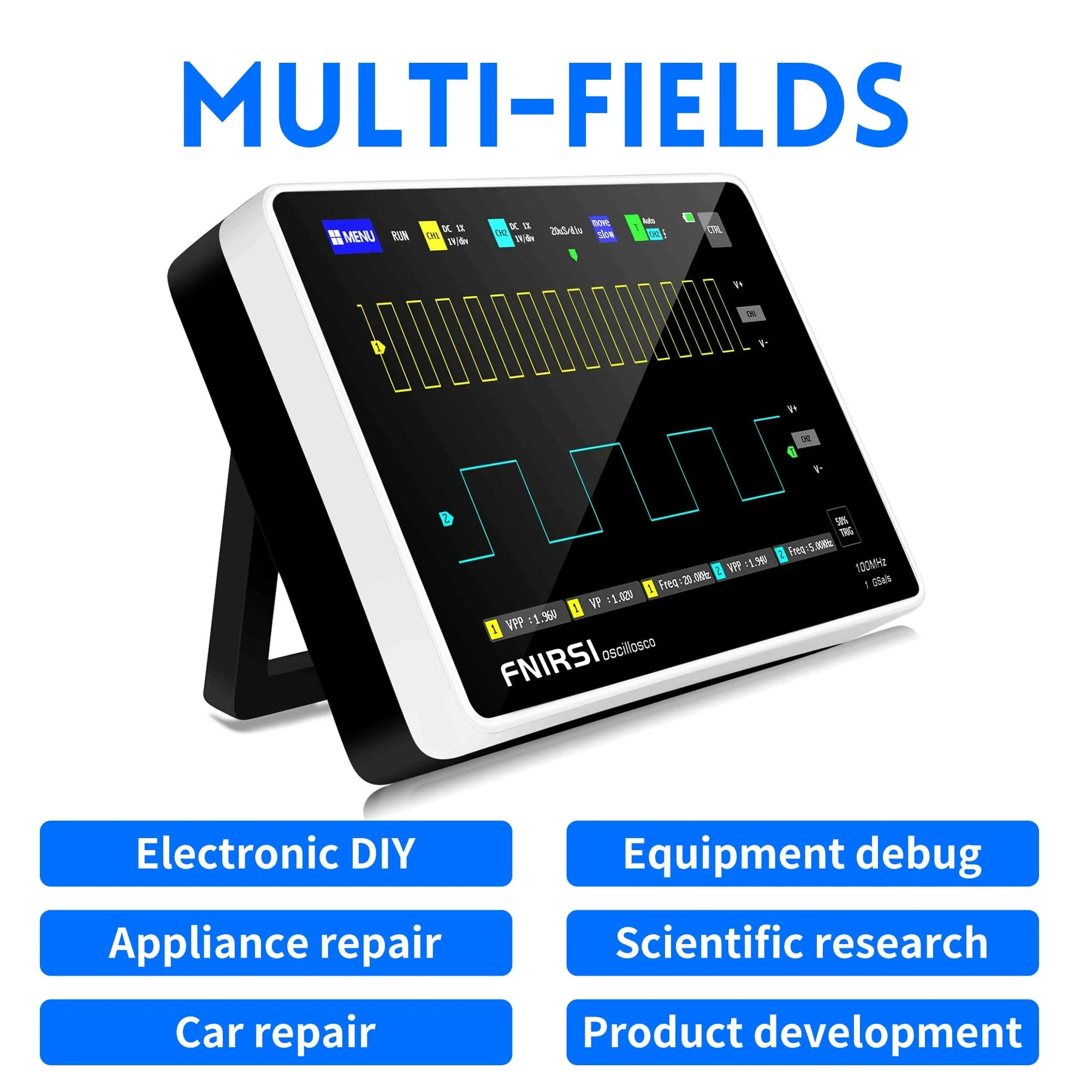 FNIRSI® 1013D Tablet Dual Channel 100MHz 1GS/s Touchable Panel Oscilloscope - Image 8