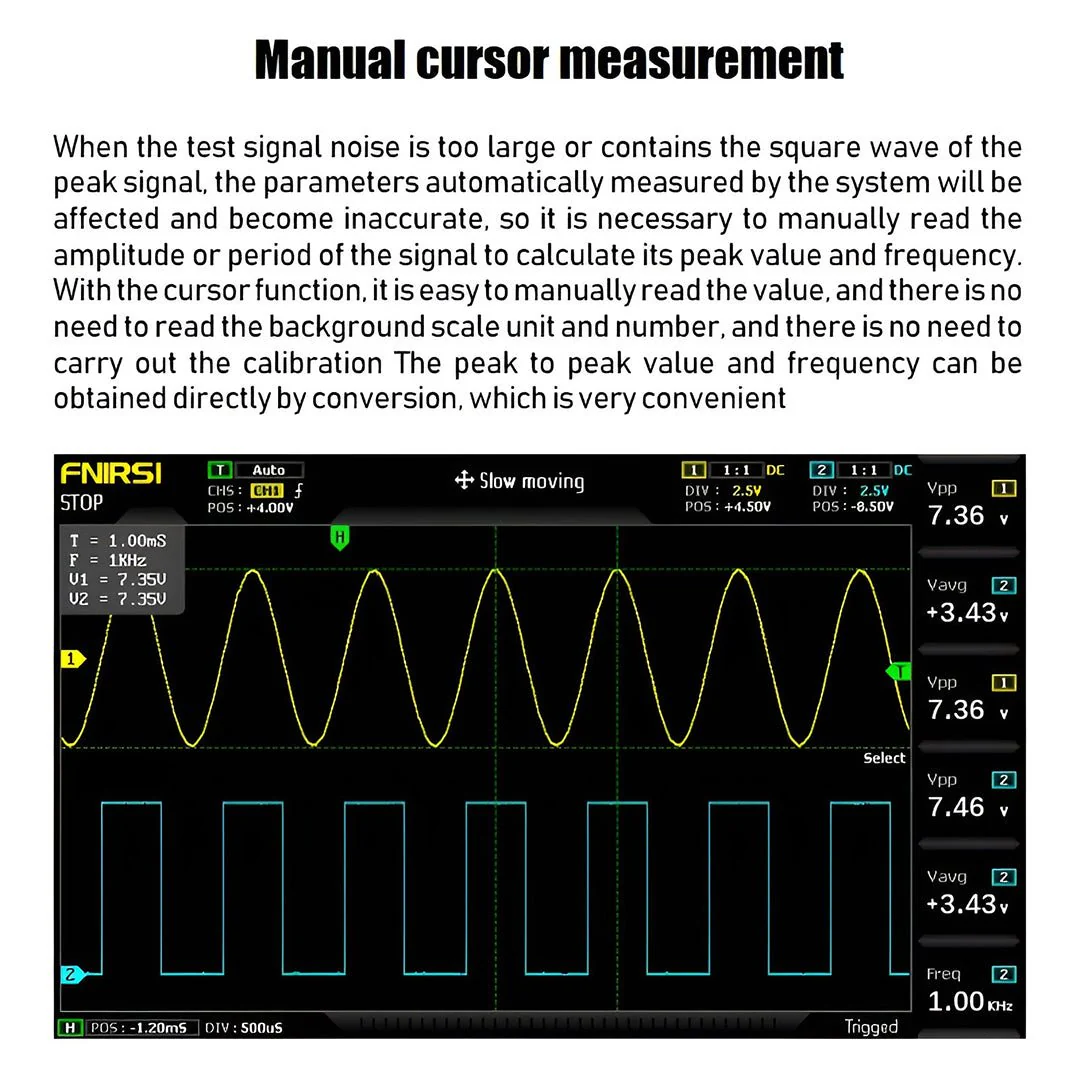 FNIRSI® 1014D 2-IN-1 Dual Channel 100MHz 1GS/s Digital Oscilloscope Signal Generator - Image 10