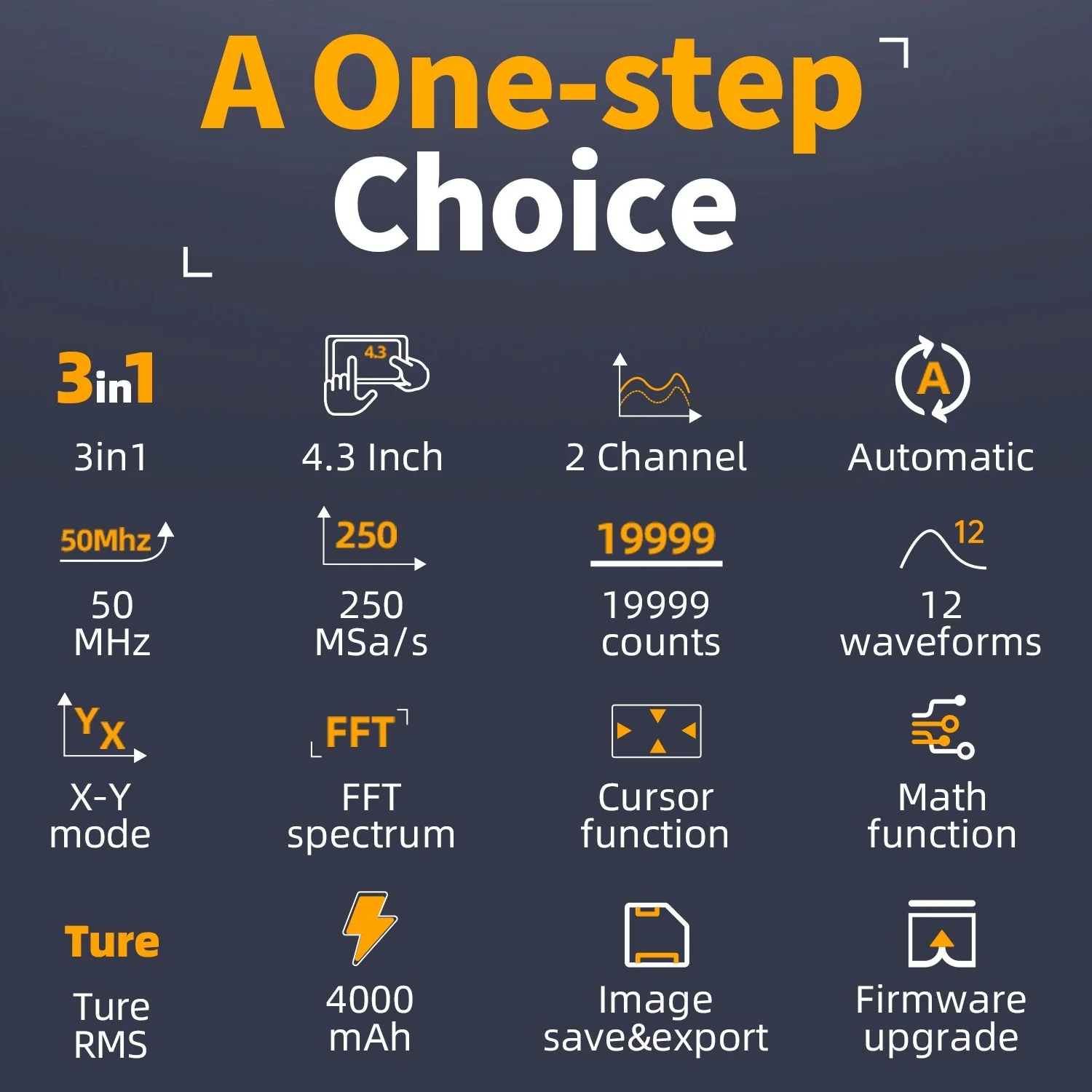 FNIRSI® 2C53P 3-IN-1 50MHz 250MS/s Dual Channel Tablet Touchable Oscilloscope Multimeter DDS Generator - Image 3