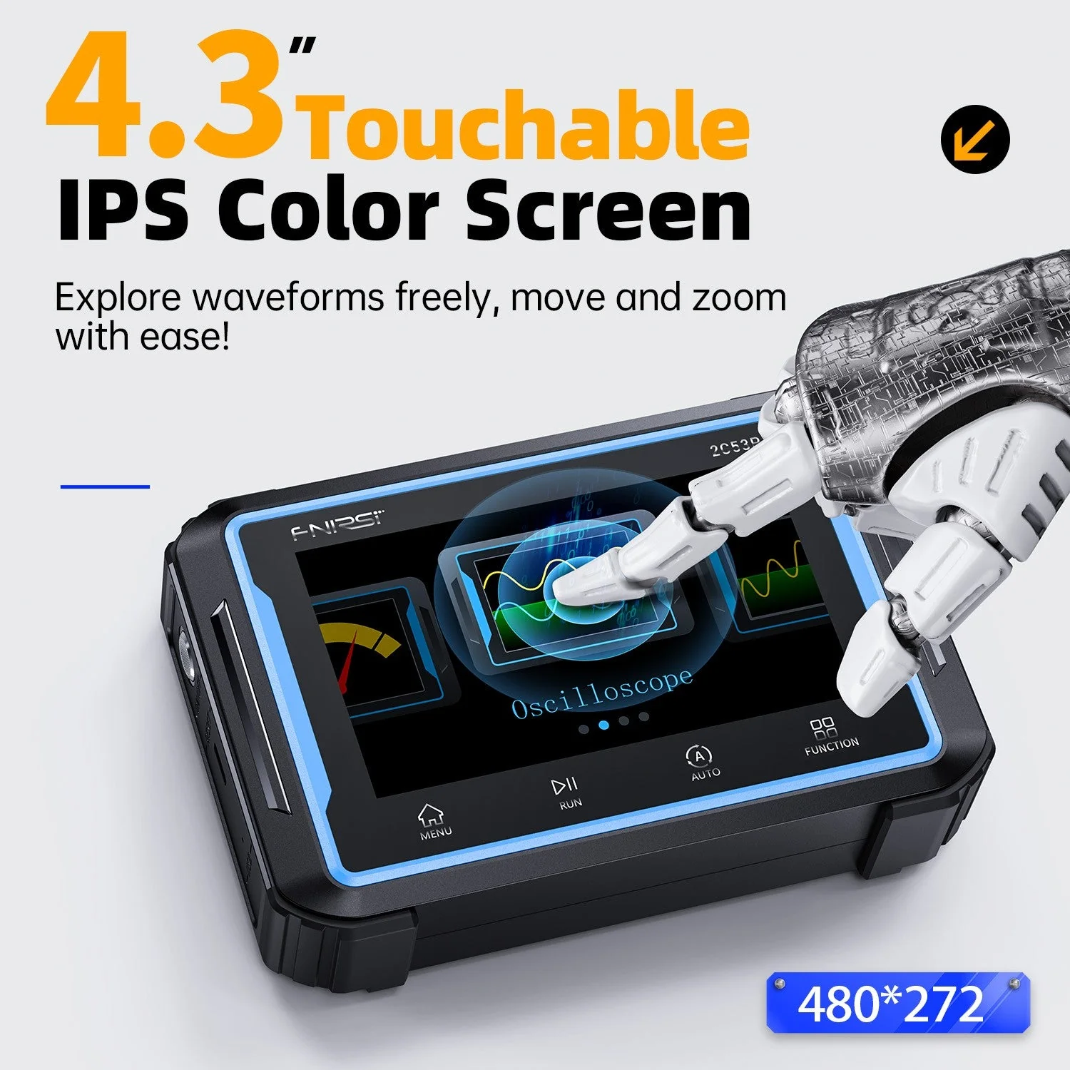 FNIRSI® 2C53P 3-IN-1 50MHz 250MS/s Dual Channel Tablet Touchable Oscilloscope Multimeter DDS Generator - Image 4