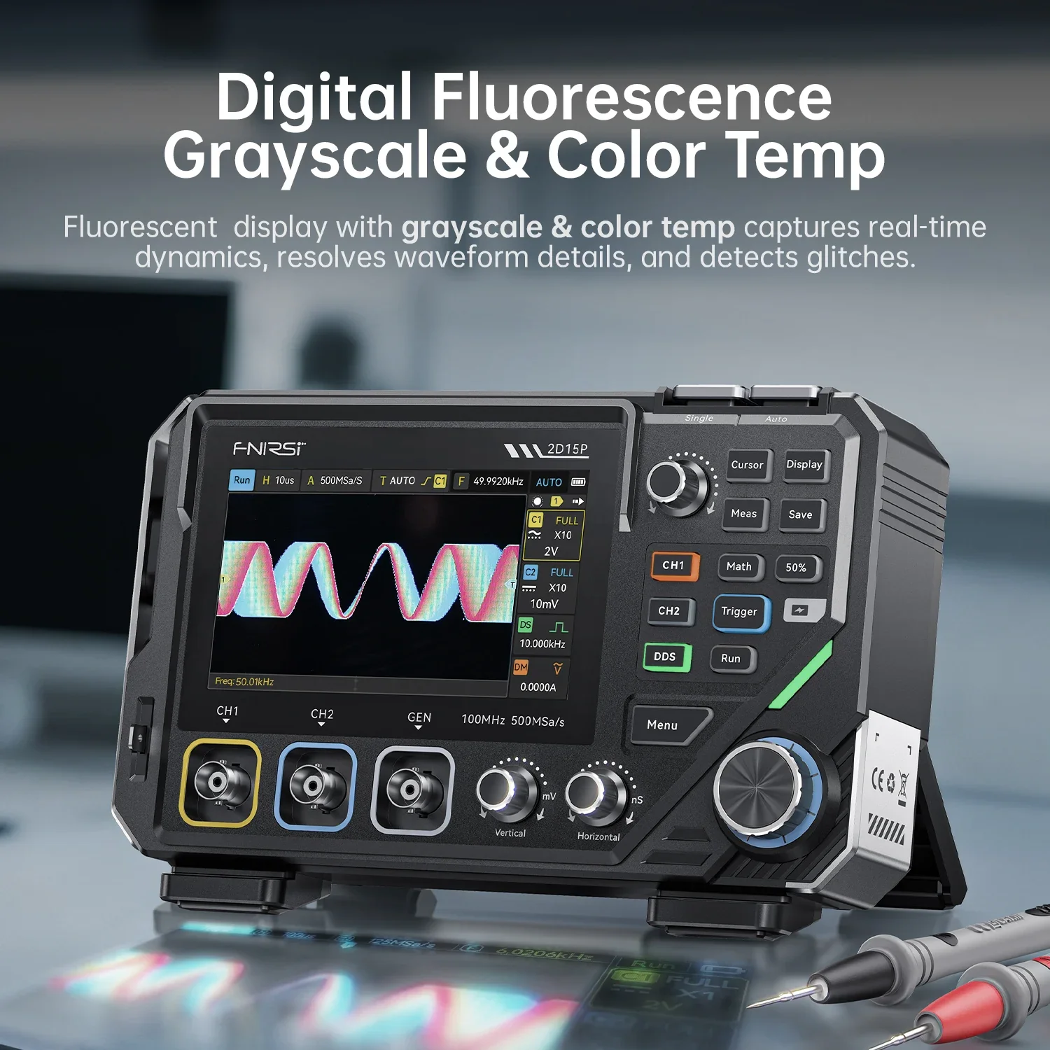FNIRSI® 2D15P 3-in-1 Benchtop 2CH 100MHz Phosphor Oscilloscope Multimeter - Image 7