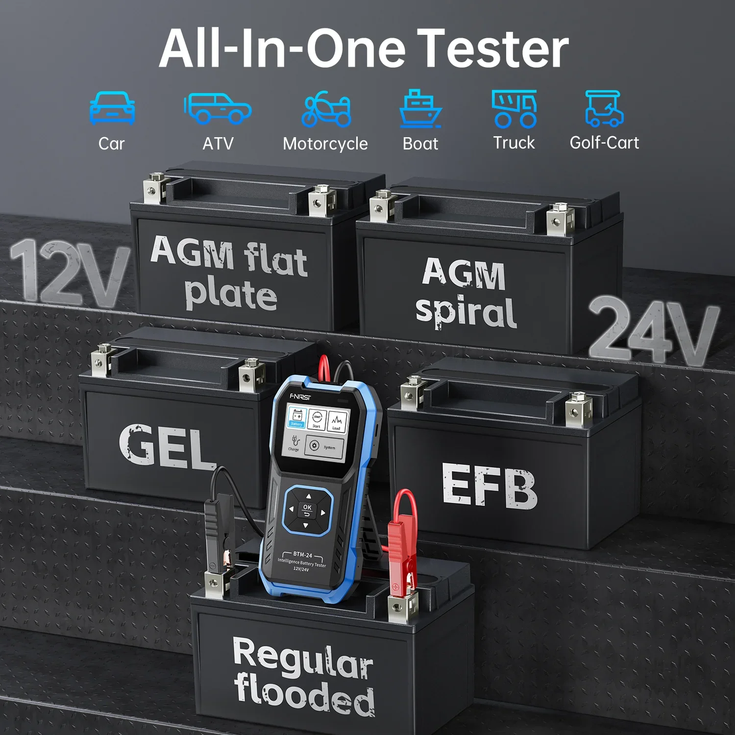 FNIRSI® BTM-24 2000A CCA Multi-Function 12V/24V Car Battery Tester - Image 4