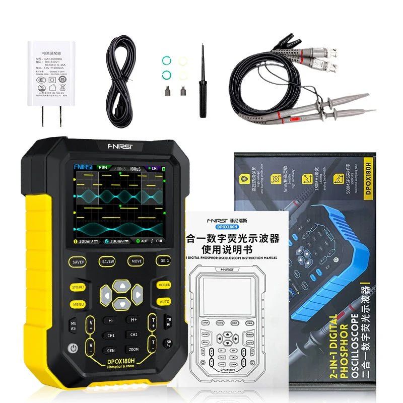 FNIRSI® DPOX180H 2-IN-1 Dual Channel 180MHz 500MS/s Digital Phosphor Oscilloscope Signal Generator - Image 16