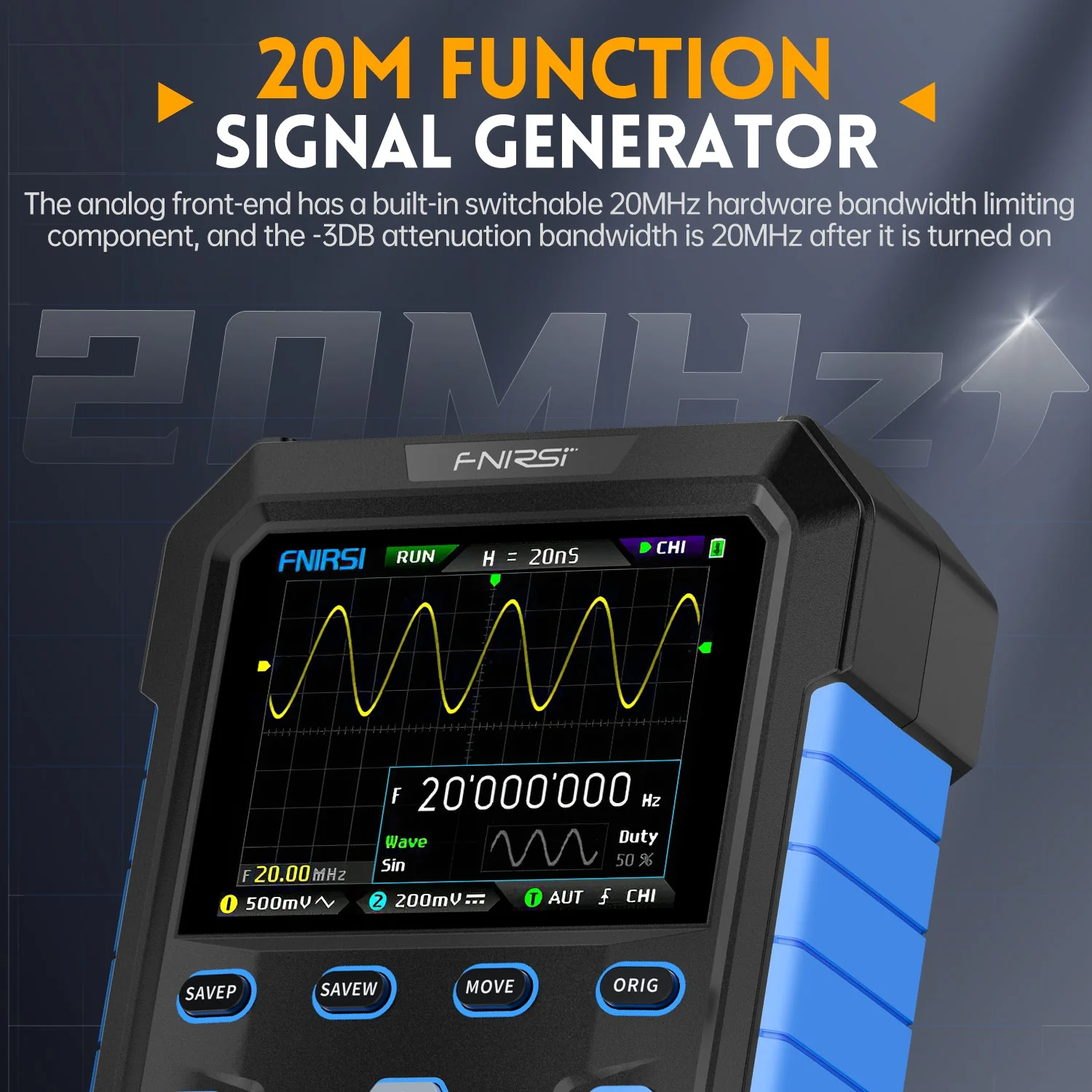FNIRSI® DPOX180H 2-IN-1 Dual Channel 180MHz 500MS/s Digital Phosphor Oscilloscope Signal Generator - Image 6