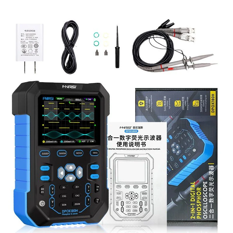 FNIRSI® DPOX180H 2-IN-1 Dual Channel 180MHz 500MS/s Digital Phosphor Oscilloscope Signal Generator - Image 8