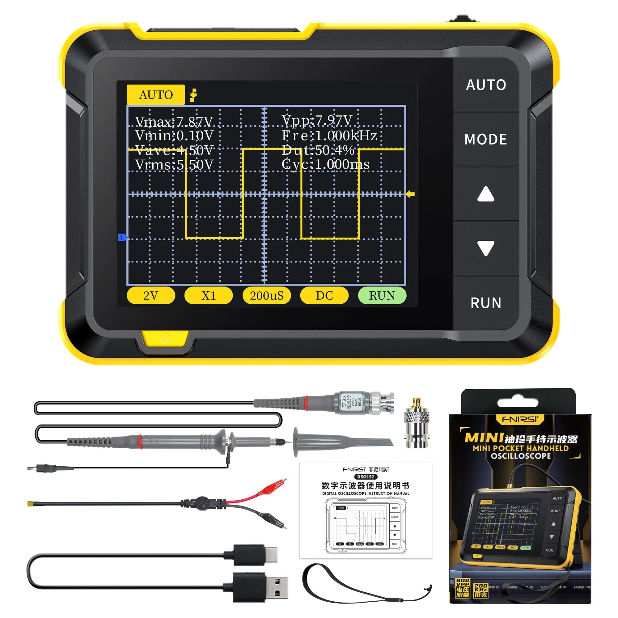 FNIRSI® DSO-152 200KHz 2.5MS/s Mini Pocket Handheld Digital DSO Oscilloscope - Image 10