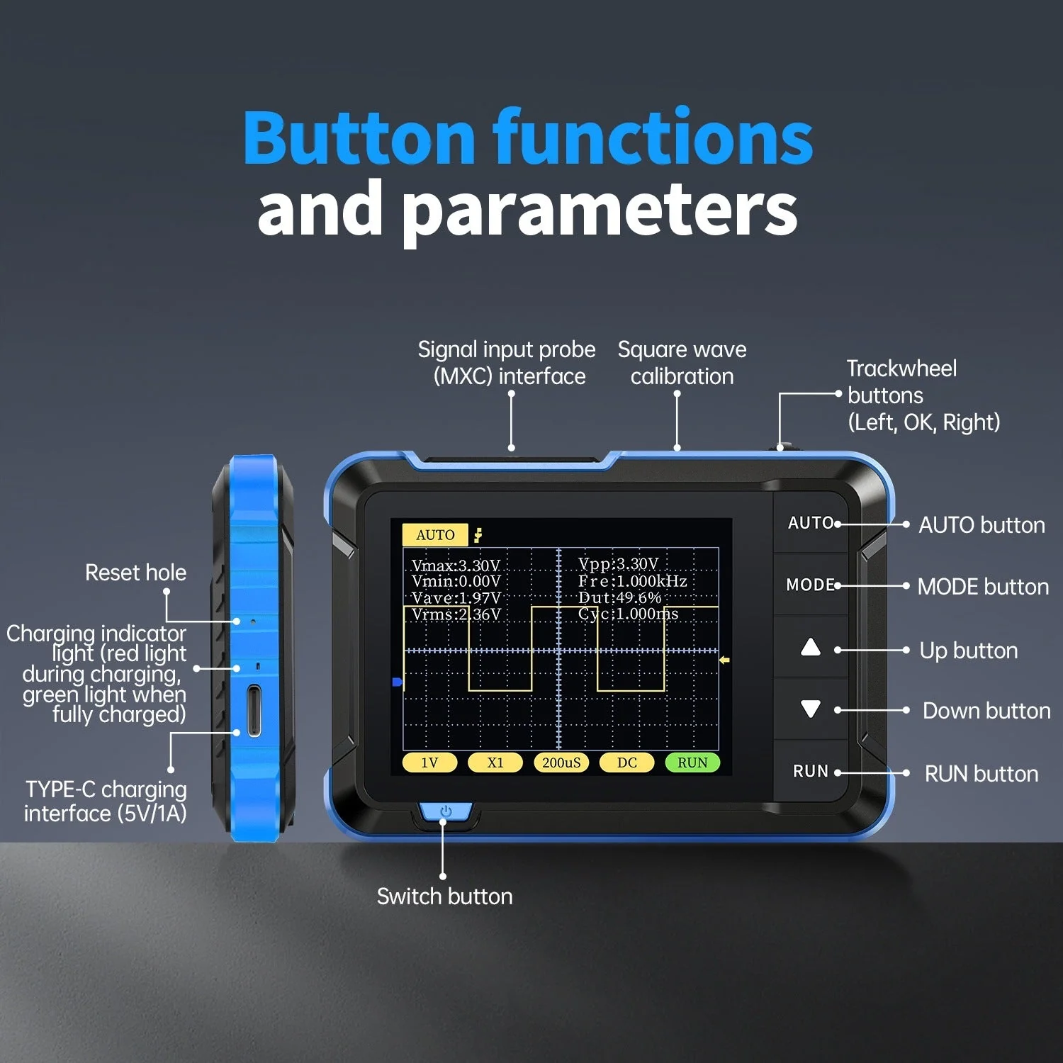 FNIRSI® DSO-152 200KHz 2.5MS/s Mini Pocket Handheld Digital DSO Oscilloscope - Image 3