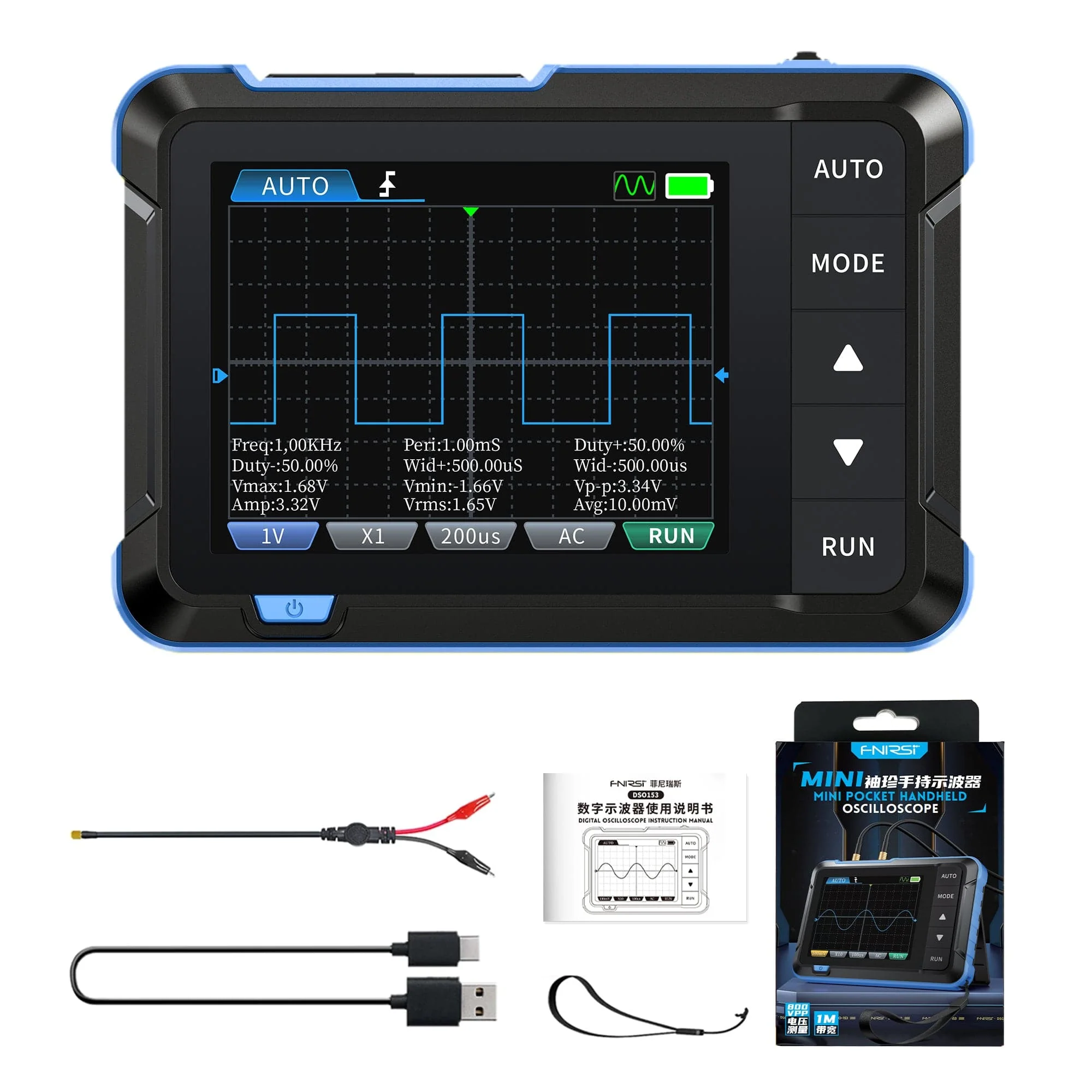 FNIRSI® DSO-153 2-IN-1 Mini 1MHz 5MS/s Digital Oscilloscope Waveform Generator - Image 13