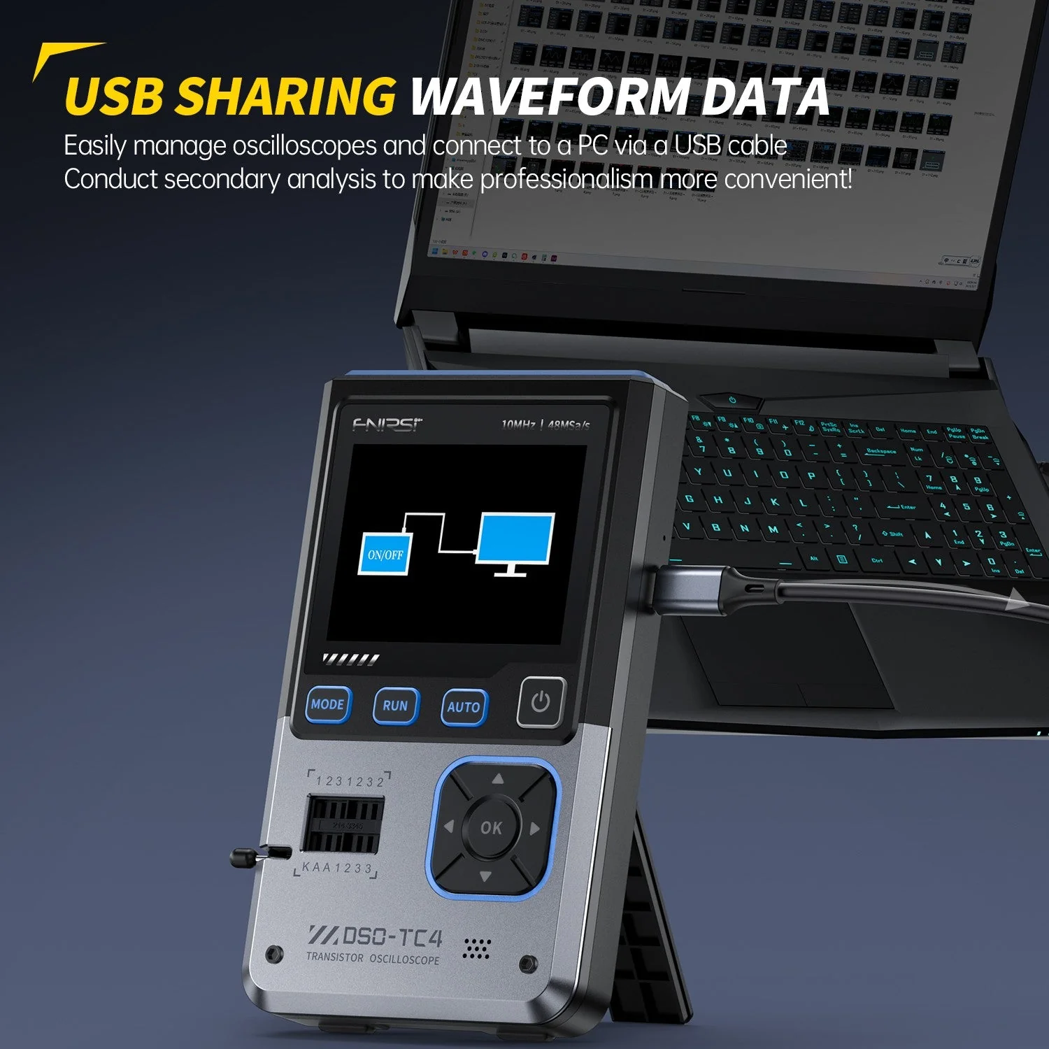 FNIRSI® DSO-TC4 3-IN-1 10MHz 48MSa/s Digital Oscilloscope Transistor Tester Signal Generator - Image 8
