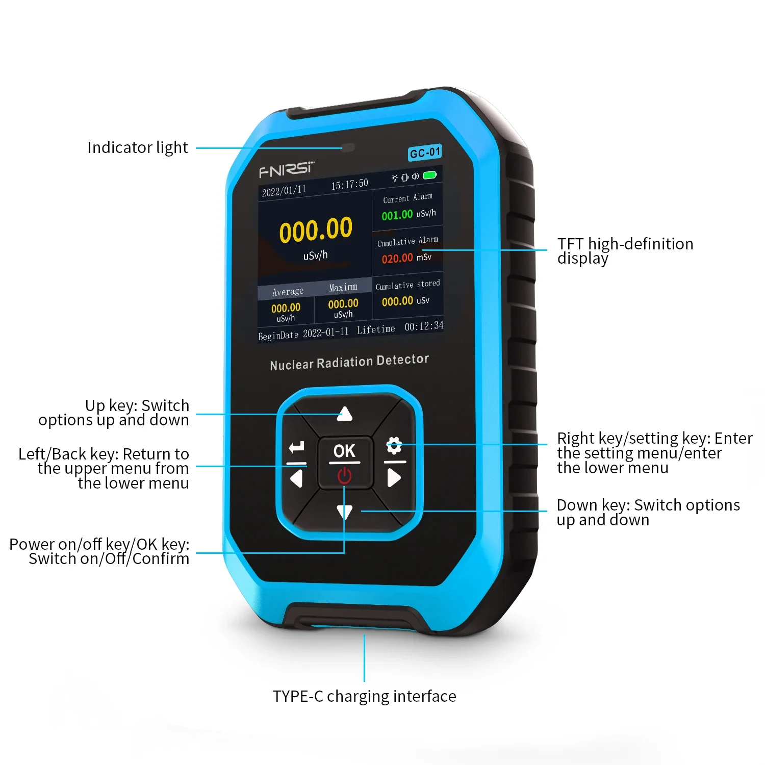 FNIRSI® GC-01 Nuclear Radiation Detector - Image 7