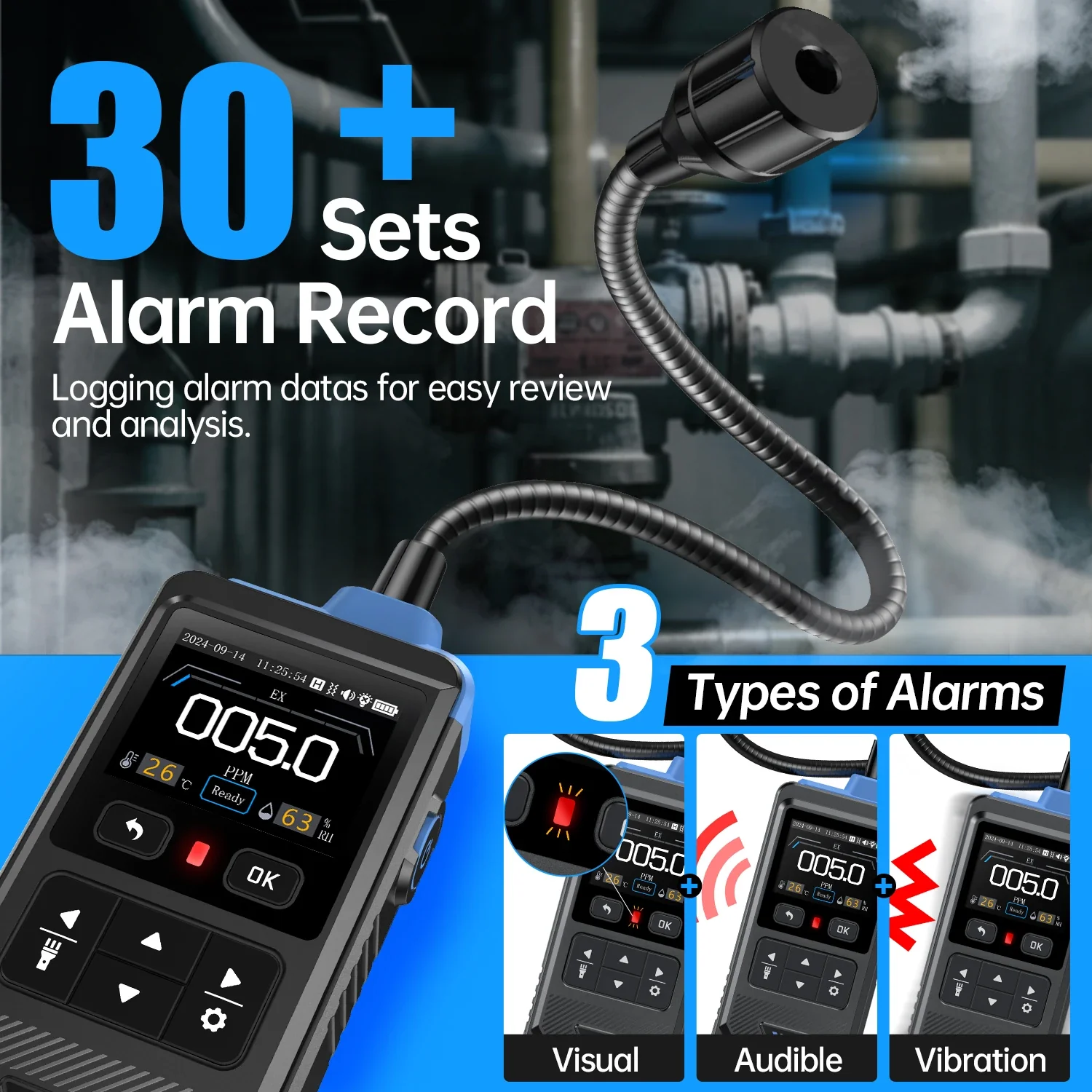 FNIRSI® GD-02 Portable Combustible Gas Detector Color Screen Methane Propane Isobutane Monitor - Image 7