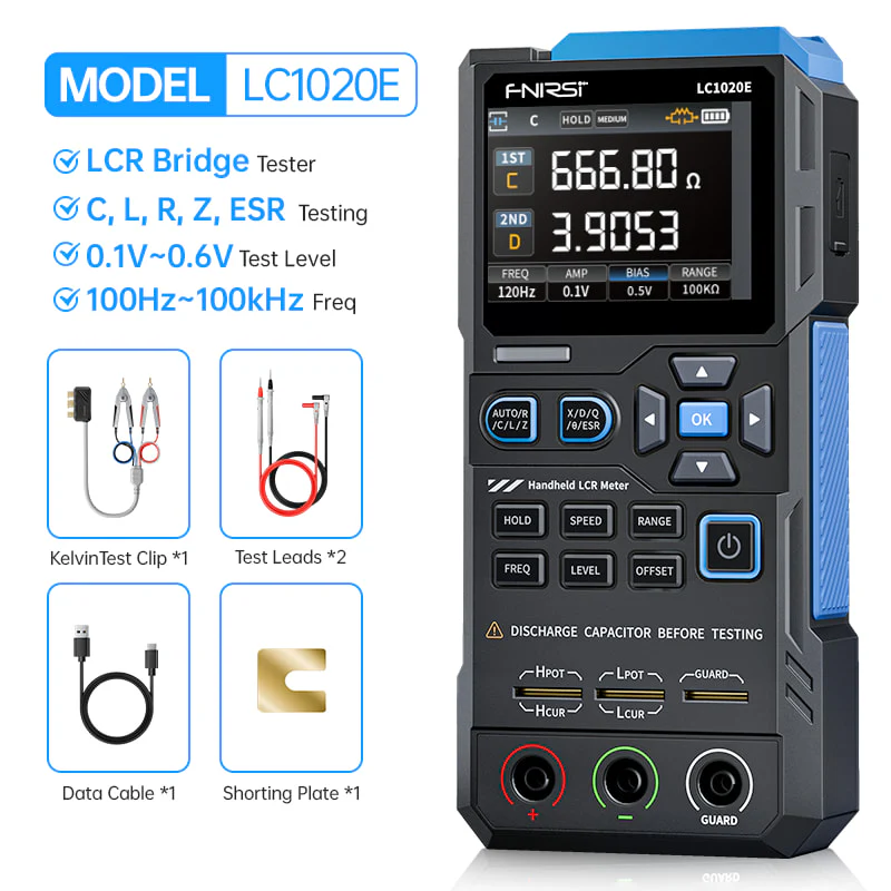 FNIRSI® LC1020E High Precision Handheld Digital Bridge LCR ESR Tester - Image 9