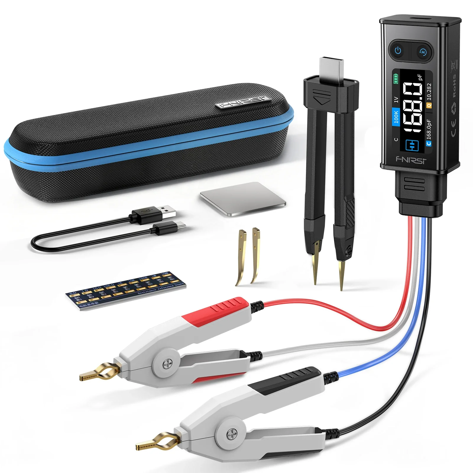 FNIRSI® LCR-ST2 100K LCR ESR Meter 2-in-1 Digital Tweezers Bridge - Image 10