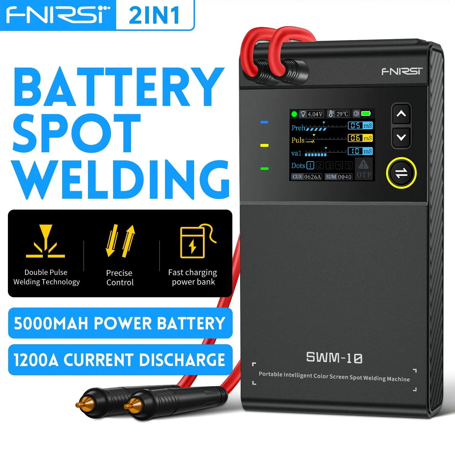 FNIRSI® SWM-10 Portable Intelligent Color Screen Spot Welding Machine - Image 3